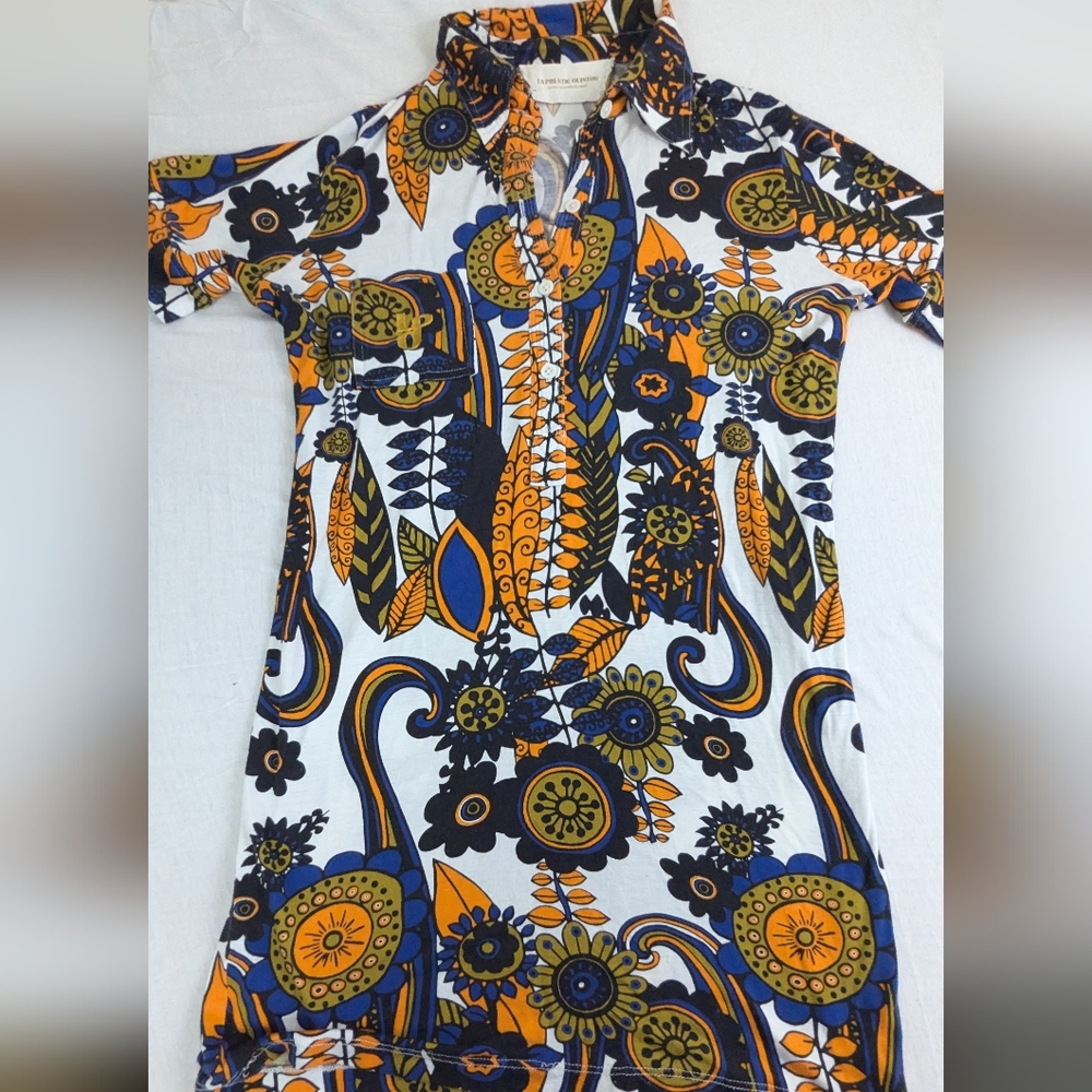 La Prestic Ouiston Abstract Floral Paisley Collared Blouse Medium